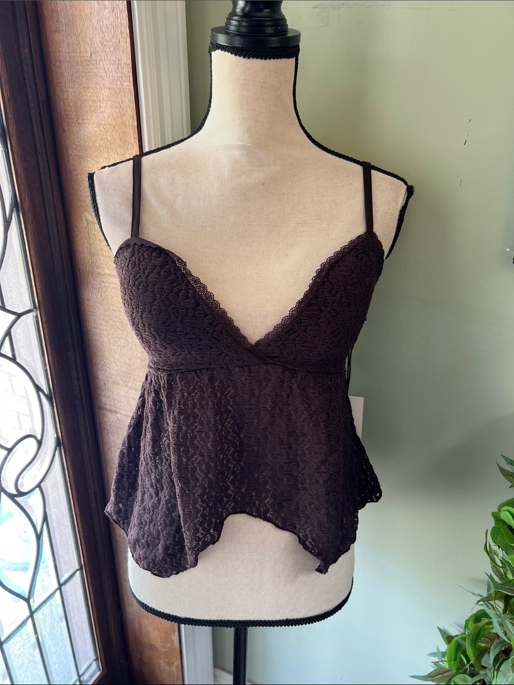 Sincerely Jules Brown Lace Peplum Cami